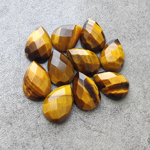 Piedra Preciosa Suelta de Ojo de Tigre Natural, Corte Checker, Forma de Pera, Parte Posterior Plana, Calibrada - Product Image 4