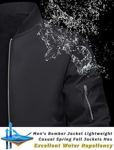 Men's Eco-Friendly Reversible 100% Polyester Bomber <b>Jacket</b> Lightweight Casual Winter Windbreaker <b>Zip</b> <b>up</b> Coat with Pocket - Product Image 6