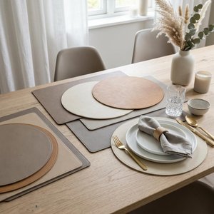 Set de table en cuir véritable résistant à la chaleur, sets de table de luxe pour salle à manger, sets de table personnalisés brodés pour restaurant LPM-0002B - Product Image 5