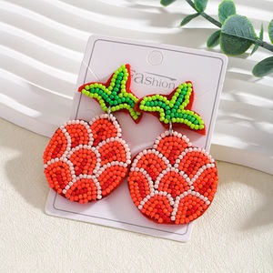 Lindos pendientes con forma de lazo para mujer, cuentas de vidrio, chapados en oro, joyería clásica de moda para boda, regalo - Product Image 3