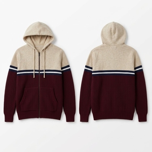 High GSM Winter Knitted Men's <b>Waterproof</b> Hoodie Heavy Weight Cotton Thermal Fleece Lined Drop Shoulder Pullover Sweatshirt - Product Image 4