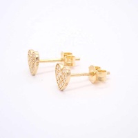 Boucles d'oreilles clous classiques en argent sterling 925 avec zircon, plaqué or jaune rhodié, logo personnalisé à 4 couches, ensemble de bijoux cadeau en forme de cœur