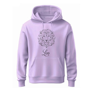 Sudadera con Capucha Unisex Color Lavanda, Tejido de Algodón, Corte Regular, Bolsillo Frontal, Diseño de León Estampado, Ropa Casual de Otoño - Product Image 1