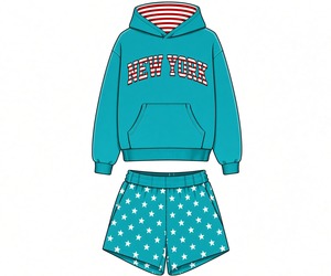 Vêtements décontractés deux pièces pour femmes, sweat à capuche avec motif New York, short imprimé élégant, tissu doux et respirant - Product Image 3