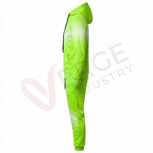 Conjunto Deportivo para Hombre, Degradado Verde, Manga Larga, con Capucha y Cierre Frontal, Transpirable, Informal, Corte Regular, para Primavera - Product Image 3