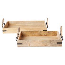 Plateau de service en bois en gros, cadeau de Noël, plateau décoratif rond attrayant avec poignée en corde, plateau de service, articles ménagers, vaisselle - Product Image 5
