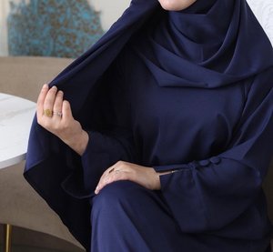 New Luxury Handmade Dubai <b>Black</b> <b>Lace</b> Trim Modest Vintage Breathable Abaya Matching Hijab Muslim Women Loose Ankle-Length Ramadan - Product Image 5