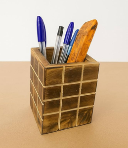 Porte-stylos en bois massif naturel, forme cylindrique, boîte à papeterie pour l'organisation du bureau, porte-stylos en bois, meilleur prix - Product Image 3