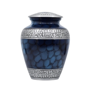 Elegantes Urnas Decorativas de Aluminio Azul Océano para Cenizas Humanas Adultas, Urna Floral Artesanal al por Mayor - Product Image 6