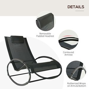 Sedia a dondolo da esterno con cuscino poggiatesta e tessuto traspirante - Per patio, terrazza, bordo piscina - Product Image 5