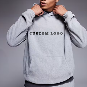 Sweat-shirt à capuche gris pour homme, logo personnalisé, impression numérique sur le devant, polyester/coton, coupe classique, vêtements décontractés pour l'automne - Product Image 1