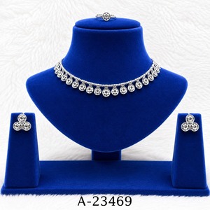 <b>Silver</b> Plated Ethnic Tassel <b>Necklace</b> <b>and</b> <b>Earring</b> <b>Set</b> for Women Wedding & Anniversary Jewelry with Zircon A-23467 - Product Image 3