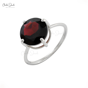 Bague de fiançailles solitaire en argent sterling 925 pour femme, garnet naturel ovale 9x7mm, finition polie, provenance Inde - Product Image 2