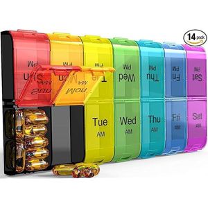 Organisateur de pilules XL extra large pour 2 prises quotidiennes (matin et soir), boîte à pilules hebdomadaire 7 jours, boîte de rangement de médicaments quotidienne surdimensionnée - Product Image 2