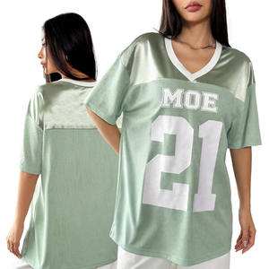 Summer Women's Sports Style Oversized <b>T</b>-shirts Letter Print Custom Hollowed-Out Street Wear Fashion Tee American Football Jersey - Product Image 1