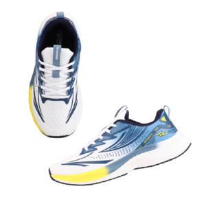 <b>Blue</b> White Running Trainers for <b>Men</b> Low Ankle Lace Up Sports Shoes Breathable Athletic Footwear Cushioned Sole - Product Image 3