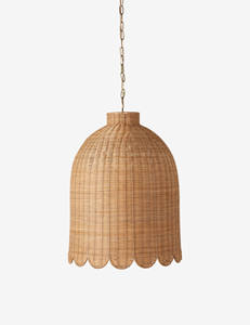 Wavy Petal Base Straw Pendant <b>Light</b> Cover Tall Cloche Silhouette Rattan Lampshade Woven Ceiling <b>Chandelier</b> - Product Image 3