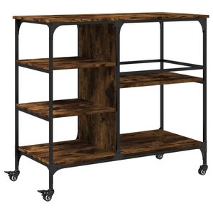 Carrito de Cocina de Madera Sintética en Roble Ahumado 39.4\"x17.7\"x35.2\" Islas y Carritos de Cocina - Product Image 2