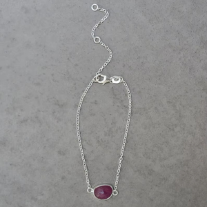 Rose Cut <b>Ruby</b> <b>Bracelet</b> 925 Sterling Silver Cable Chain July Birthstone Minimalist Jewelry Gift For Women - Product Image 1