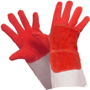 <b>Long</b> Lasting Reinforced Cowhide Split Leather Welding <b>Gloves</b> Flame Retardant Heavy Duty Construction for BBQ Safety for Welders - Product Image 4