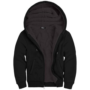 Men’s Heavyweight Zip Up <b>Hoodie</b> <b>Sherpa</b> <b>Lined</b> Fleece Sweatshirt, Warm Winter Hooded Jacket, Casual Streetwear Hoodies with Pocket - Product Image 2