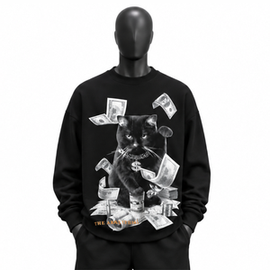 Sudadera de Forro Polar con Estampado Gráfico Personalizado al por Mayor, Sudadera Oversize de Algodón Grueso con Cuello Redondo, Estilo Casual Urbano - Product Image 1