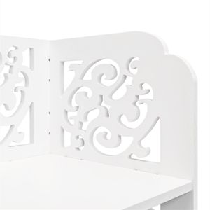 Scarpiera Moderna Stile Fattoria Bianca di Grado A, a Quattro Livelli, in Legno Intagliato e Pannelli di Plastica, con Ripiani Regolabili per Arredamento Domestico e Conservazione Scarpe - Product Image 5