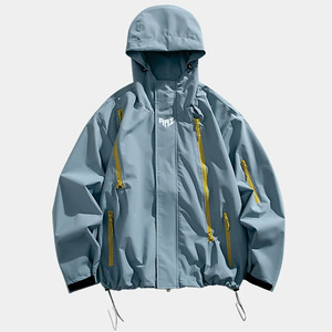 เสื้อแจ็คเก็ตกันน้ำน้ำหนักเบาสำหรับผู้ชาย มีฮู้ด ป้องกันลม เหมาะสำหรับเดินป่า ระบายอากาศได้ดี ผลิตจากไนลอน - Product Image 5