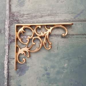 Support d'étagère en laiton finition antique, décoratif classique pour étagères en bois, bibliothèque, cuisine, design d'intérieur - Product Image 1