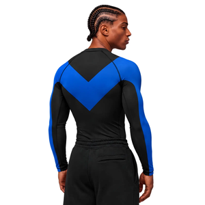 T-shirt sportif pour homme à manches longues, imprimé géométrique, jersey, 180 grammes, séchage rapide, coupe ajustée - Product Image 2