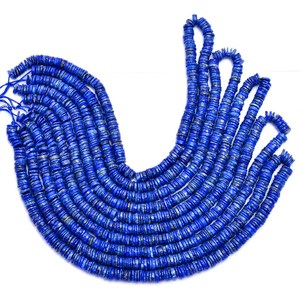 Lapis Lazuli 5mm-6mm Smooth Disc Heishi Beads Natural Blue Lapis Precious Gemstone Tyre Coin Rondelle <b>Spacer</b> Beads For Jewelry - Product Image 1