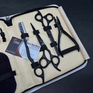 Matte Black Microbeads Hair Extension Tools Kit Stainless Steel Plier <b>Razor</b> Cutting Scissors C Needles Velcro Hair Gripper - Product Image 2