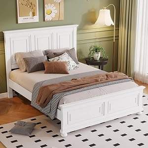 Cadre de lit avec pied de lit, meubles de chambre en bois, sculpté à la main, qualité supérieure, luxe, fabrication artisanale, bois massif, taille King - Product Image 5