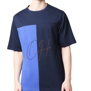 Camiseta de Manga Corta para Hombre, Color Azul Marino, Cuello Redondo, con Estampado Tie-Dye en la Parte Delantera, Tejido de Jersey Transpirable, Estilo Casual Holgado, 100% Algodón - Product Image 1