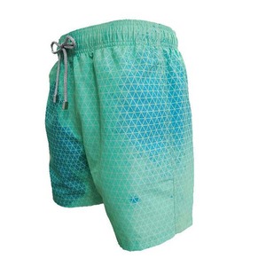 Geometric Print Quick Dry Board Shorts Drawstring <b>Waist</b> Casual Swimwear Green Blue Gradient Pattern Short Length 2026 - Product Image 2