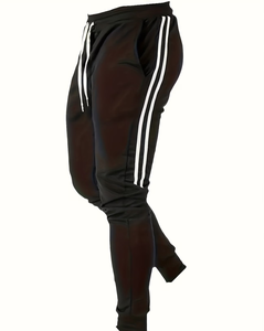 Plus Size Men's Gray Sweatpants <b>White</b> Side Stripes Drawstring Waist Casual <b>Joggers</b> light weight Breathable Eco-Friendly Knitted - Product Image 1