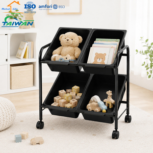 4 Drawer Rolling Storage Organizer Cart <b>Toy</b> <b>Trolley</b> for Kids Nursery Kindergarten Made in Taiwan - Product Image 4