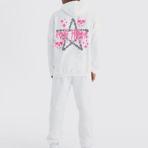 Survêtement décontracté pour homme OEM, hiver, 2 en 1, polaire uni imprimé, à capuche, blanc, 100% coton, streetwear, taille XL, respirant, design avec logo - Product Image 2