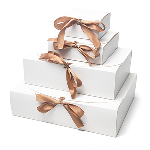Custom Eco-Friendly Biodegradable Folding Gift Packaging <b>Box</b> with <b>White</b> Coated Card Paper Soft Folders Ribbon Logo Hot Stamping - Product Image 1