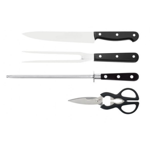 Juego de 8 cuchillos de cocina con mangos negros de triple remache, hojas de acero inoxidable, bloque de almacenamiento de madera y tijeras de cocina - Product Image 6