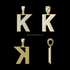 Unisex Customized 10K White/Yellow Gold 3.2gm Pendant 0.51ct Lab Grown Asscher Cut Diamonds Rhodium Plated IGI Certified Jewelry - Product Image 2
