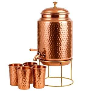 Réservoir d'eau en cuivre pur avec robinet en laiton, distributeur d'eau artisanal pour la maison, restaurant, hôtel, cadeau de mariage, fabricant OEM ODM - Product Image 5