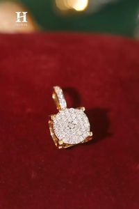 Pendentif personnalisé en or 14 carats avec diamants en grappe, pendentif rond à sertissage illusion effet solitaire pour femme, vente en gros de bijoux fins - Product Image 4