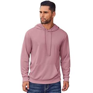 เสื้อมีฮู้ดน้ำหนักเบาแบบสวมหัวแขนยาวแบบสามส่วนพิมพ์โลโก้ตามสั่งสีพื้น - Product Image 1