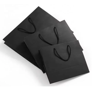 Bolsa de Regalo de Papel Negro de Arte, Ecológica, de Lujo, con Logotipo de Marca Impreso Personalizado, para Joyería, Cosméticos, Zapatos, Ropa - Product Image 2