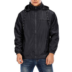 2026 Men's High Quality Polyester Fabric Waterproof Jackets Custom Logo Long Sleeve Hooded Collar Zip Up Windbreaker Jackets - Product Image 1