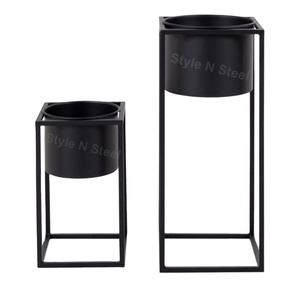 Macetero de hierro forjado negro martillado para decoración moderna del hogar, macetero duradero multiusos para interiores con drenaje - Product Image 4