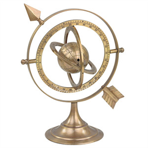 Sculpture de globe armillaire astronomique en laiton antique, ornement décoratif de bureau pour la maison, le bureau, la bibliothèque, la salle d'étude et les espaces vintage - Product Image 6