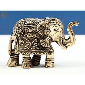 Tronc de sculpture d'éléphant de Ganesha de 3 pouces fait à la main vers le haut de la statue complexe conçue - Product Image 3