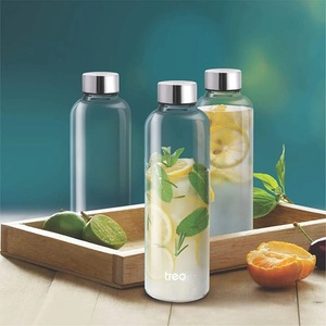 High Borosilicate Glass Bottle with Metal Lid Durable Heat Resistant Water Juice Beverage <b>Container</b> - Product Image 2